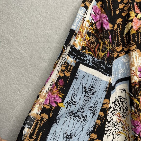 Thalia Sodi Womens Floral Patchwork Blouse XL Long Sleeve V-Neck Polyester Spand - Picture 3 of 7